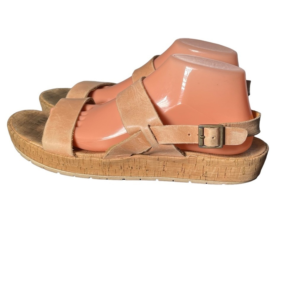 Kork-Ease Tan Beige Leather Strappy Ankle Flat Comfortable Sandals Size 11 M